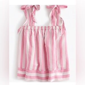 J. Crew Pink and White Striped Tie Top Size Large